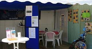 unser Zelt auf der Infomeile