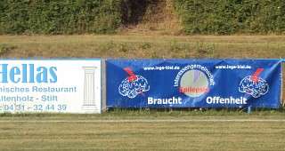 Unsere Plane als Bandenwerbung in Friedrichsort